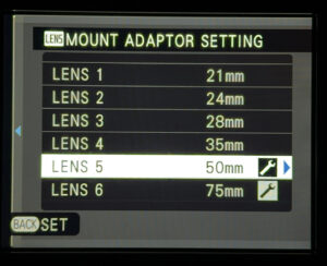 Mount Adaptor Setting, Lens 5