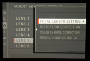 Mount adaptor setting, Focal Length Setting